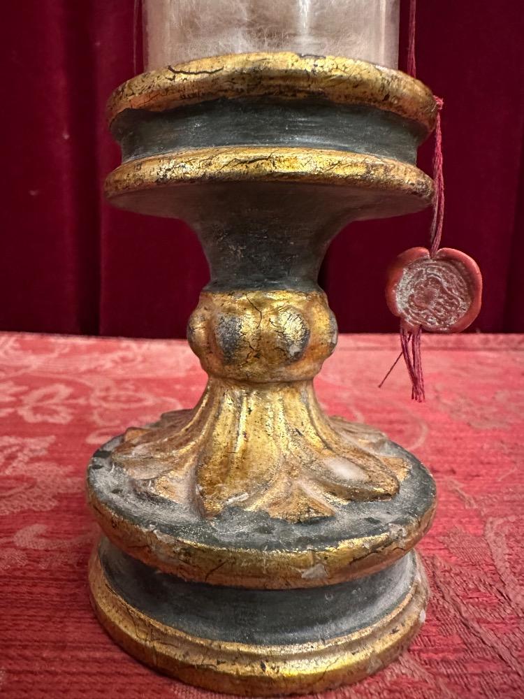 1 Romanesque - Style Very Rare Cylinder-Reliquary - Relic Ex Ossibus St. Sebastian