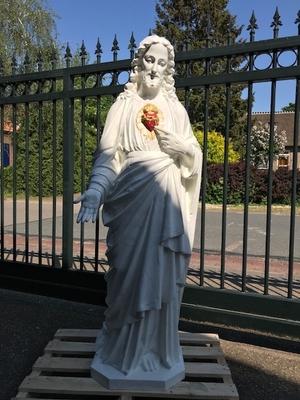 Sacred Heart Statue Cast Iron Statue New Paint  en Cast - Iron / Sandblast / Primer / New Paint , France 19th century