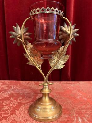 Sanctuary Lamp en Brass / Glass , Belgium  19 th century