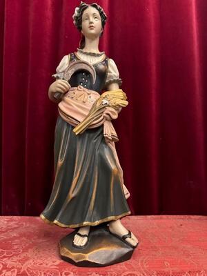 Sculpture Allegory Summer  en Hand - Carved Wood Polychrome , Italy  20 th century