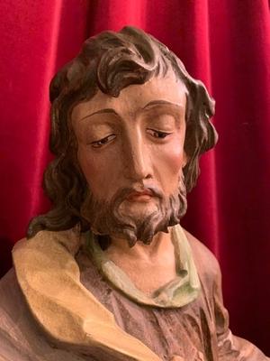 Sculpture St. Joseph en hand-carved wood polychrome, Southern Germany 20th century