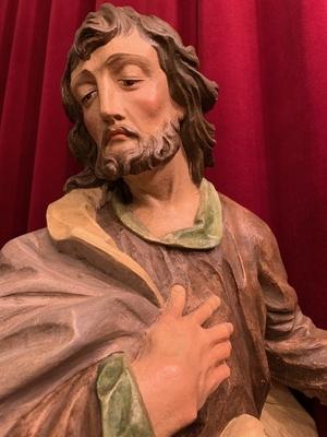 Sculpture St. Joseph en hand-carved wood polychrome, Southern Germany 20th century