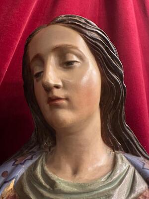 Sculpture St. Mary  en Fully Hand - Carved Wood , 19 th century