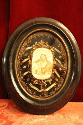 Souvenir De Premier Communion 27 Mars 1898. Relics : St Theresia V. St. Franc. D. Assisi C. Voile De N.D. De Loretto. St. Ignace M. St. Perseverante V. France 19th century ( 1898 )