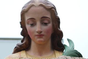 St. Agnes en Terra-Cotta polychrome, France 19th century