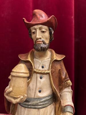 St. Ambrosius Sculpture  en Carved - Wood / Polychrome, Southern Germany 20 th century ( Anno 1950 )