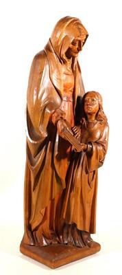 St. Anne Sculpture Signed : Hj en Hand - Carved Wood Oak, Netherlands  20 th century ( Anno 1910 )