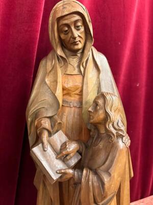 St. Anne Sculpture Signed : Hj en Hand - Carved Wood Oak, Netherlands  20 th century ( Anno 1910 )