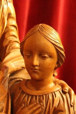 St. Anne Statue en hand-carved wood , Dutch 19th century ( anno 1835 )
