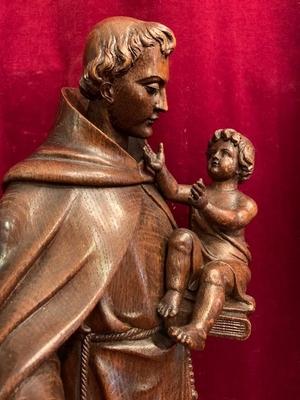 St. Anthony Of Padua Statue en Hand - Carved Wood Oak, Dutch 19th century ( anno 1875 )