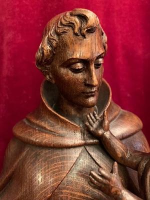 St. Anthony Of Padua Statue en Hand - Carved Wood Oak, Dutch 19th century ( anno 1875 )