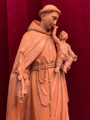 St. Anthony Statue en Fully hand-carved wood , Belgium 19 th century ( Anno 1855 )