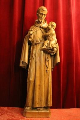 St. Anthony Statue en hand-carved wood , Dutch 19th century ( anno 1870 )