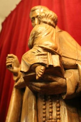St. Anthony Statue en hand-carved wood , Dutch 19th century ( anno 1870 )