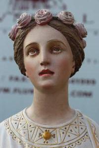 St. Cecilia Statue en PLASTER POLYCHROME, France 19th century