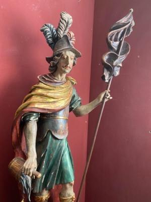 St. Florian Statue en Carved Wood Polychrome, Southern Germany 20th century