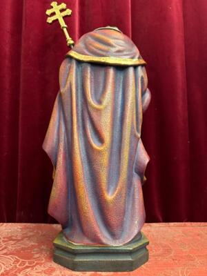 St. Gregorius Sculpture  en Hand - Carved Wood Polychrome / Gilt, Italy  20th century