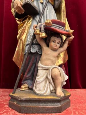 St. Gregorius Sculpture  en Hand - Carved Wood Polychrome / Gilt, Italy  20th century