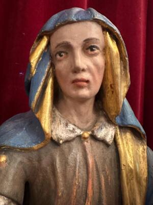 St. Hedwig Sculpture en Hand - Carved Wood Polychrome , Southern Germany 19 th century