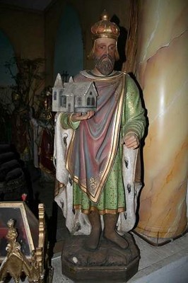 St. Henricus Statue en plaster polychrome, France 19th century