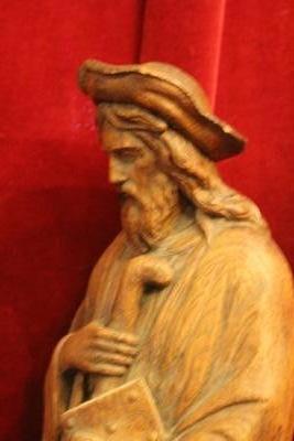 St. Jacobus  De Compostella  en hand-carved wood Oak, France 19th century ( anno about 1870 )