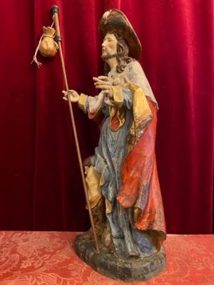 St. Jacubus  en hand-carved wood polychrome, Southern Germany 20th Century
