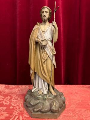 St. John The Baptist Sculpture en Hand - Carved Wood , Belgium  19 th century