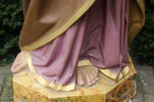 St. Joseph Statue en Terra-Cotta polychrome, France 19th century