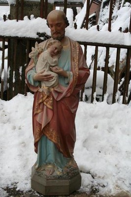 St. Joseph Statue en plaster polychrome, France 19th century