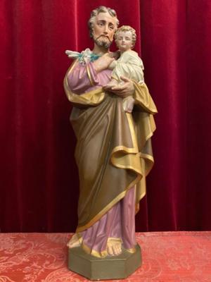 St. Joseph Statue  en Terra - Cotta Polychrome, France 19 th century ( Anno 1865 )