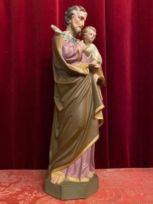 St. Joseph Statue  en Terra - Cotta Polychrome, France 19 th century ( Anno 1865 )