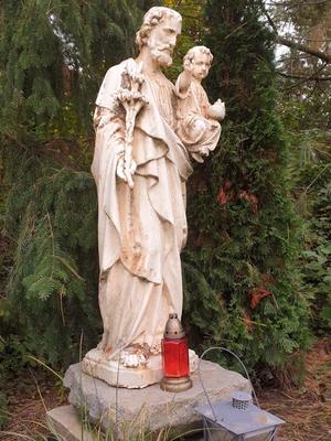 St. Joseph Statue Suitable For Outdoor en Cast - Iron, France 19th century ( anno 1890 )