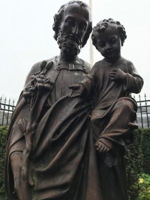 St. Joseph Statue Suitable For Outdoor en Cast Iron, France 19th century ( anno 1870 )