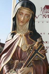 St. Margareta Of Cortona Statue en Terra-Cotta, France 19th century