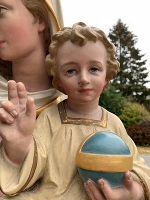 St. Mary And The Child  en Terra-Cotta Polychrome, France 19th century ( anno 1890 )