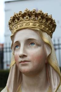 St. Mary Lourdes Statue en Terra-Cotta polychrome, France 19th century