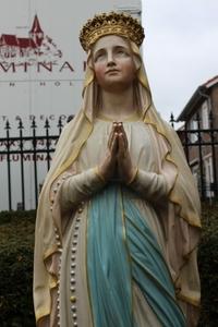 St. Mary Lourdes Statue en Terra-Cotta polychrome, France 19th century