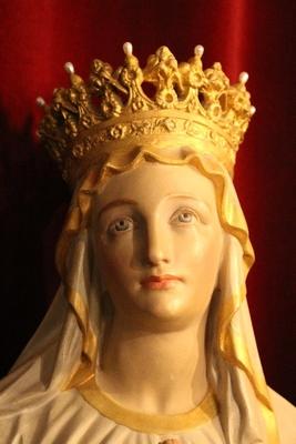 St. Mary Lourdes Statue en Terra-Cotta polychrome, France 19th century ( anno 1875 )