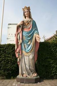 St. Mary Statue en PLASTER POLYCHROME, Belgium 19th century