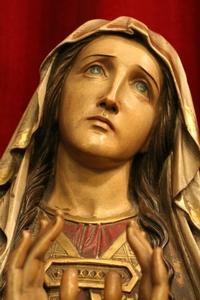 St. Mary Statue en fully hand-carved wood / polychrome / gilt, Belgium 19th century