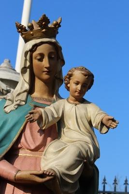 St. Mary Statue en plaster polychrome, Belgium 19th century
