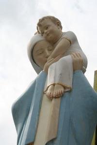 St. Mary Statue en CAST SANDSTONE, Belgium 19th century