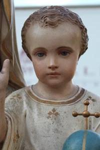 St. Mary Statue en Terra-Cotta polychrome, France 19th century