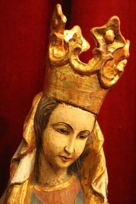 St. Mary With Child en hand-carved wood polychrome, Southern Germany 20th century