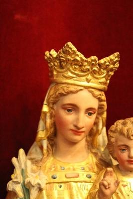 St. Mary With Child en Terra-Cotta polychrome, France 19th century