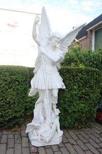 St. Michael Statue en Terra-Cotta, France 20th century