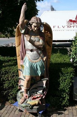 St. Michael Statue en Terra - Cotta, France 19th century