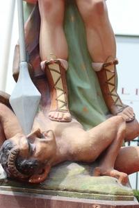 St. Michael Statue en plaster polychrome, France 19th century