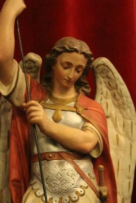 St. Michael Statue en plaster polychrome, France 19th century (anno 1875 )