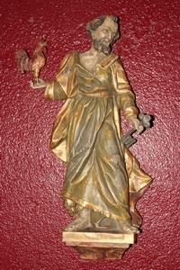 St. Petrus Statue en wood polychrome, Italy 20th century
